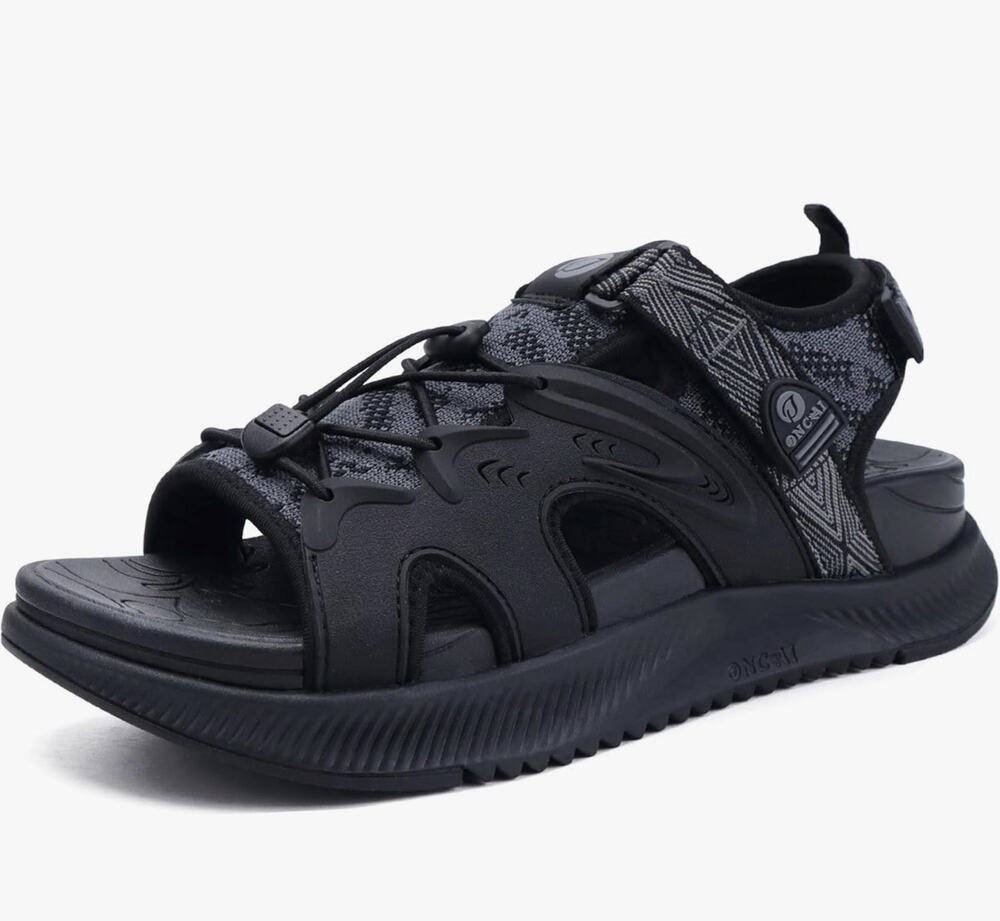 ONCAI Walking Sandals for Women, Sport Athletic Hiking Sandals Black Size 8
